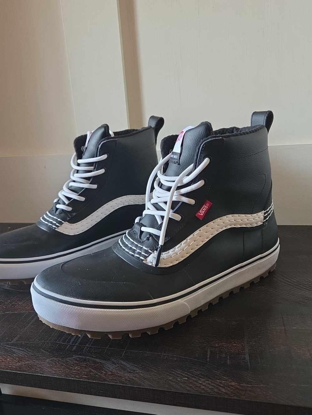 Vans Black and White Standard Mid Snow Shoes